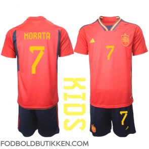 Spanien Alvaro Morata #7 Hjemmebanetrøje Børn VM 2022 Kortærmet (+ Korte bukser)